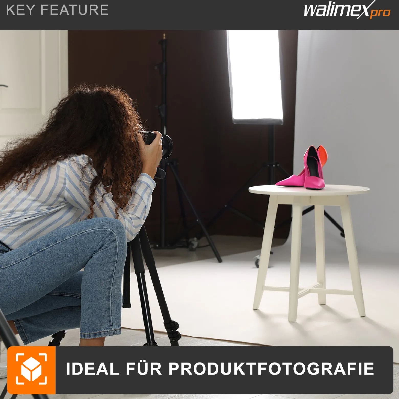 Walimex pro Softbox 40 x 60 cm mit 35 W Daylight LED, Studioleuchte 5000 K Tageslicht, Soft Box neigbar um ca. 135°, inkl. Diffusor ideal für Fotostudio