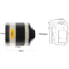 Walimex pro Spiegel Objektiv 800/8,0 DSLR für MFT Anschluss – Länge 131mm – für 800mm Brennweite – Vollformat/APS-C Sensor – für Reise Natur Tiere – K-Mount T2-Adapter – 3,5m Naheinstellgrenze