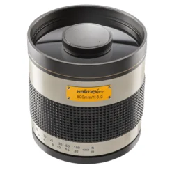 Walimex pro Spiegel Objektiv 800/8,0 DSLR kompatibel mit Canon R – Länge 131mm – für 800mm Brennweite – Vollformat/APS-C Sensor – Reise Natur Tiere – K-Mount T2-Adapter – 3,5m Naheinstellgrenze