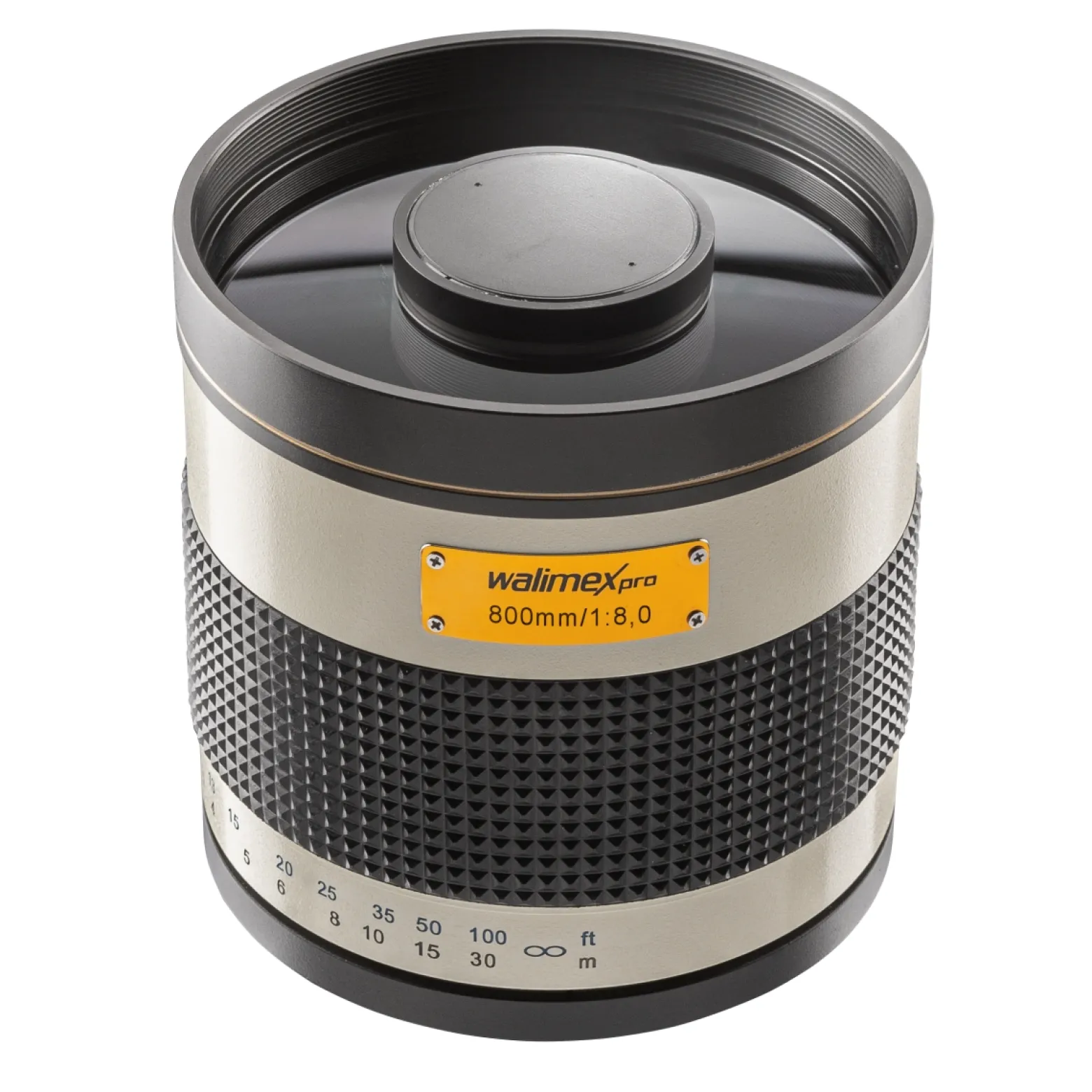 Walimex pro Spiegel Objektiv 800/8,0 DSLR kompatibel mit Canon R – Länge 131mm – für 800mm Brennweite – Vollformat/APS-C Sensor – Reise Natur Tiere – K-Mount T2-Adapter – 3,5m Naheinstellgrenze