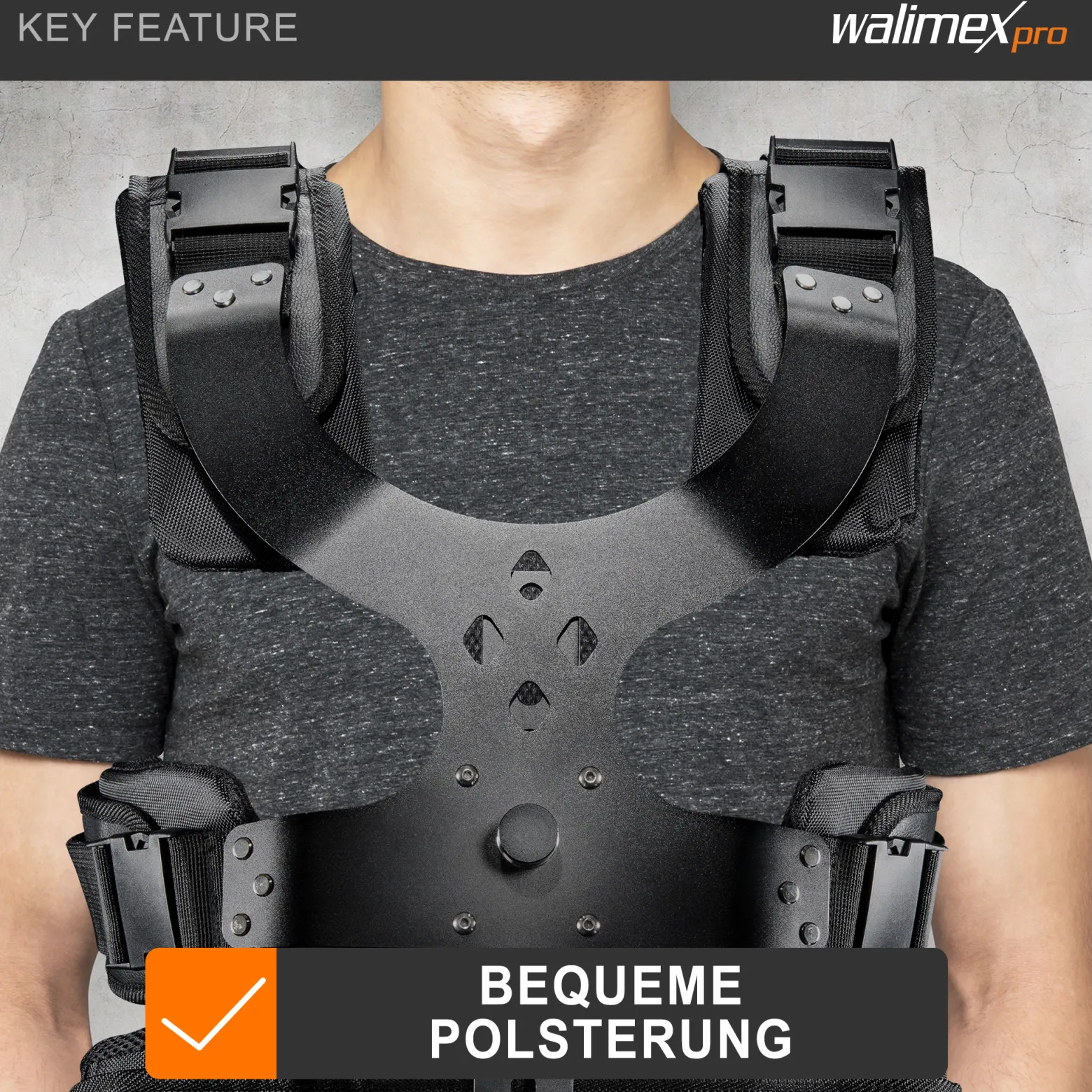 Walimex pro StabyBalance II Set, Weste und 2 Federarme für Schwebestativ bis 5,5 kg, Stativ Zubehör für professionelle Videografie, Videofilm