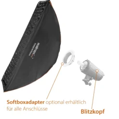Walimex pro Studio Line Striplight Softbox 40 x 120 cm, Soft Box inkl. Diffusor, Lichtformer 360° drehbar, faltbar, schneller Aufbau, für Studioblitz oder Studioleuchte - inkl. Adapter für Elinchrom