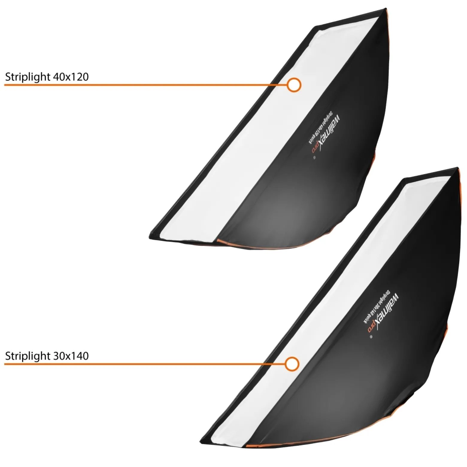 Walimex pro Studio Line Striplight Softbox 40 x 120 cm, Soft Box inkl. Diffusor, Lichtformer 360° drehbar, faltbar, schneller Aufbau, für Studioblitz oder Studioleuchte - inkl. Adapter für Elinchrom