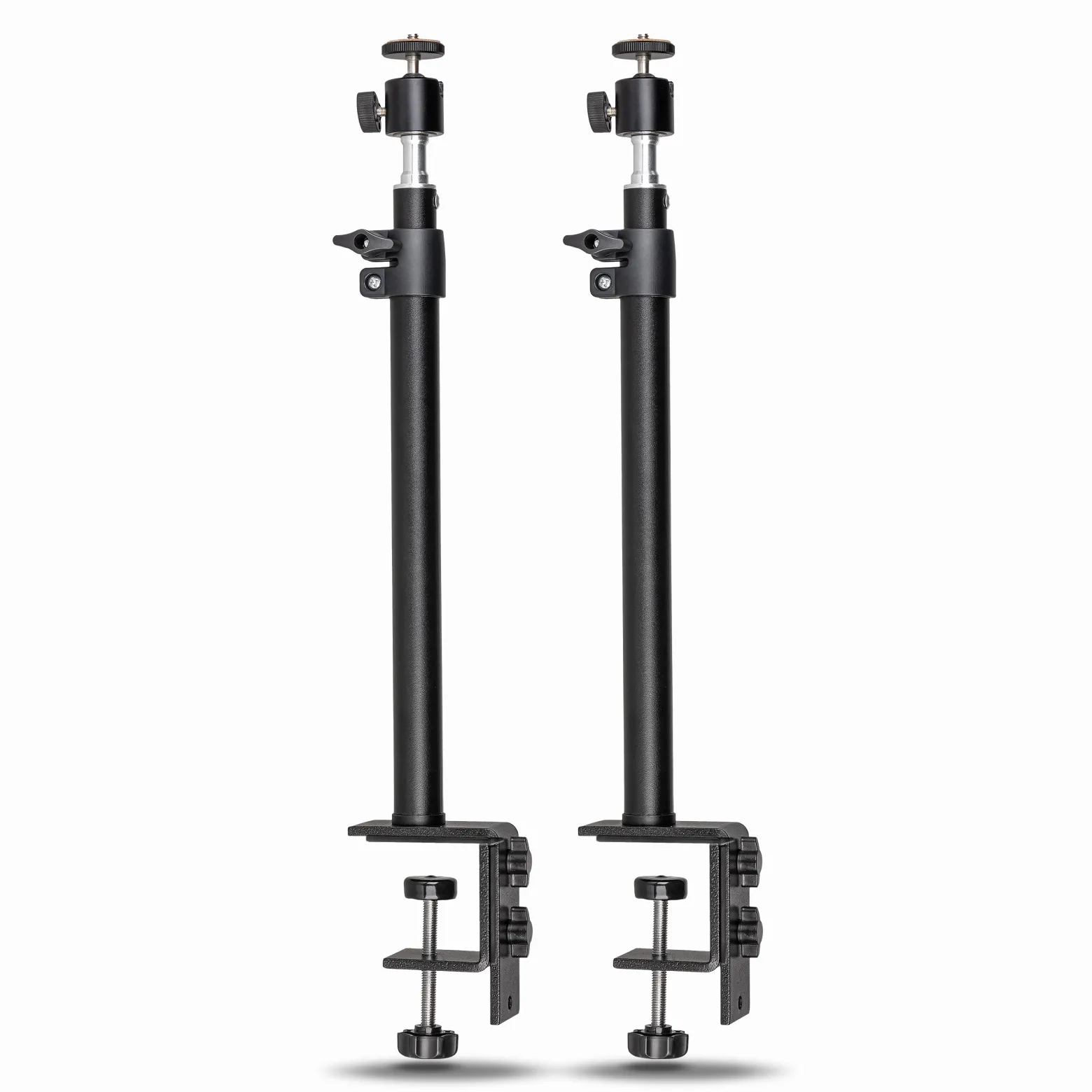 Walimex pro Table Top Lampenstativ 2er-Set höhenverstellbar 35-65 cm, Tischstativ mit Kugelkopf für 360° Drehung und 90° Neigung, Stativ mit Klemmhalterung für Studiobeleuchtung und Kamera