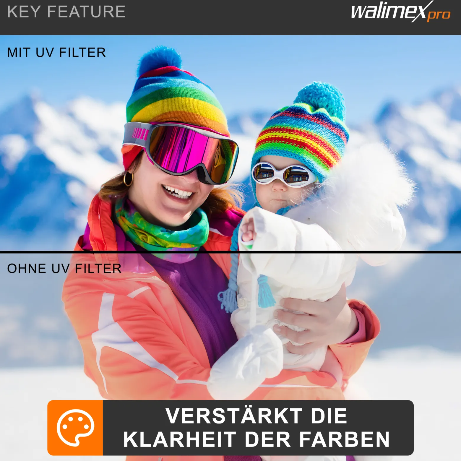 Walimex pro UV-Filter Slim MC 58mm - Schutz vor UV-Strahlen und Verschmutzung, Hochwertige Mehrschichtvergütung, mit äußerst dünner, gering auftragender Metallfassung, Inkl. Schutzhülle
