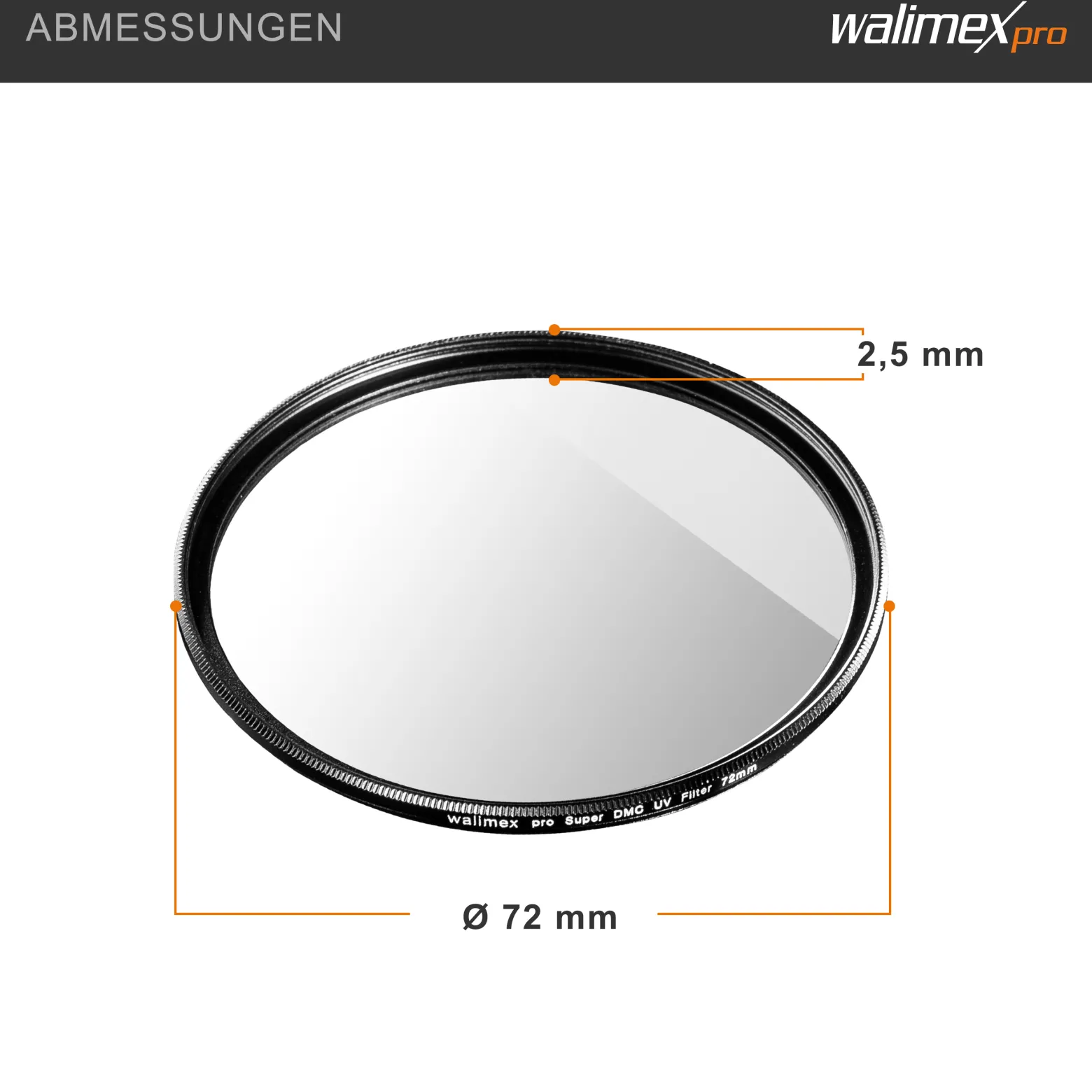 Walimex pro UV-Filter Slim Super DMC 72mm - besonders hochwertiger UV Filter Objektivfilter, Slim – nur 2,5 mm,16x Super DMC Vergütung, für Objektivschutz und brilliante Farben, mit Box