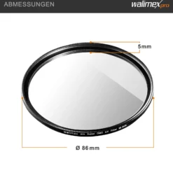 Walimex pro UV-Filter Slim Super DMC 86mm - besonders hochwertiger UV Filter Objektivfilter, Slim – nur 2,5 mm,16x Super DMC Vergütung, für Objektivschutz und brilliante Farben, mit Box