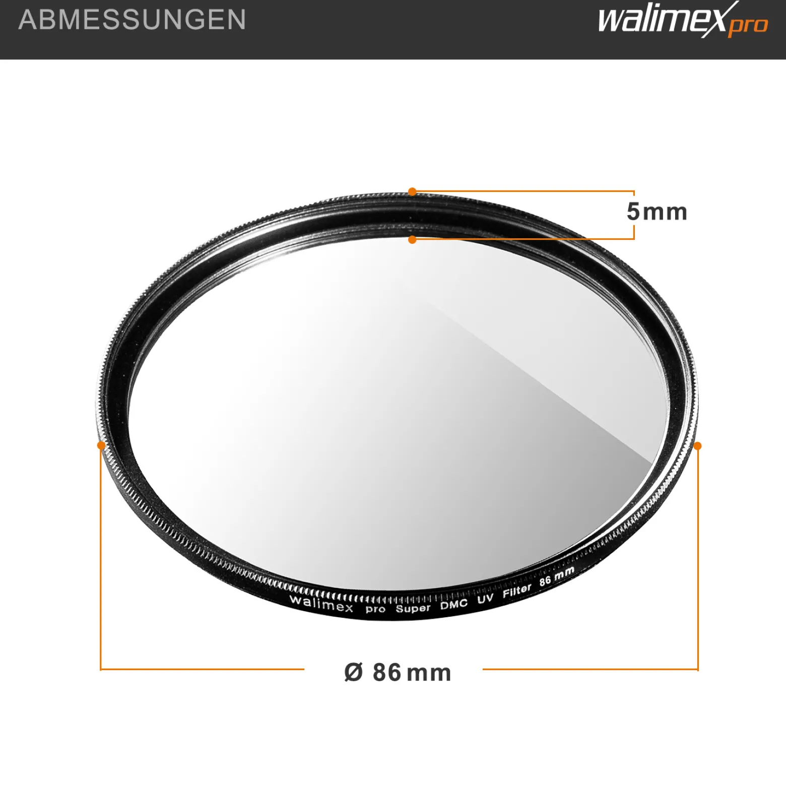 Walimex pro UV-Filter Slim Super DMC 86mm - besonders hochwertiger UV Filter Objektivfilter, Slim – nur 2,5 mm,16x Super DMC Vergütung, für Objektivschutz und brilliante Farben, mit Box
