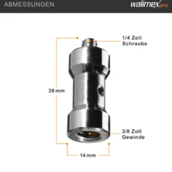 Walimex Set 2x Spigot Gewinde Adapter 1/4 Zoll auf 3/8 Zoll – Gewindeadapter für Kamera Zubehör und Stativ – Fotostudio Fotoshootings Fotografie