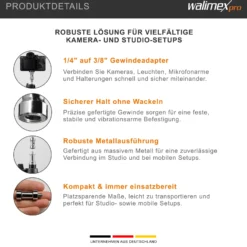 Walimex Set 2x Spigot Gewinde Adapter 1/4 Zoll auf 3/8 Zoll – Gewindeadapter für Kamera Zubehör und Stativ – Fotostudio Fotoshootings Fotografie