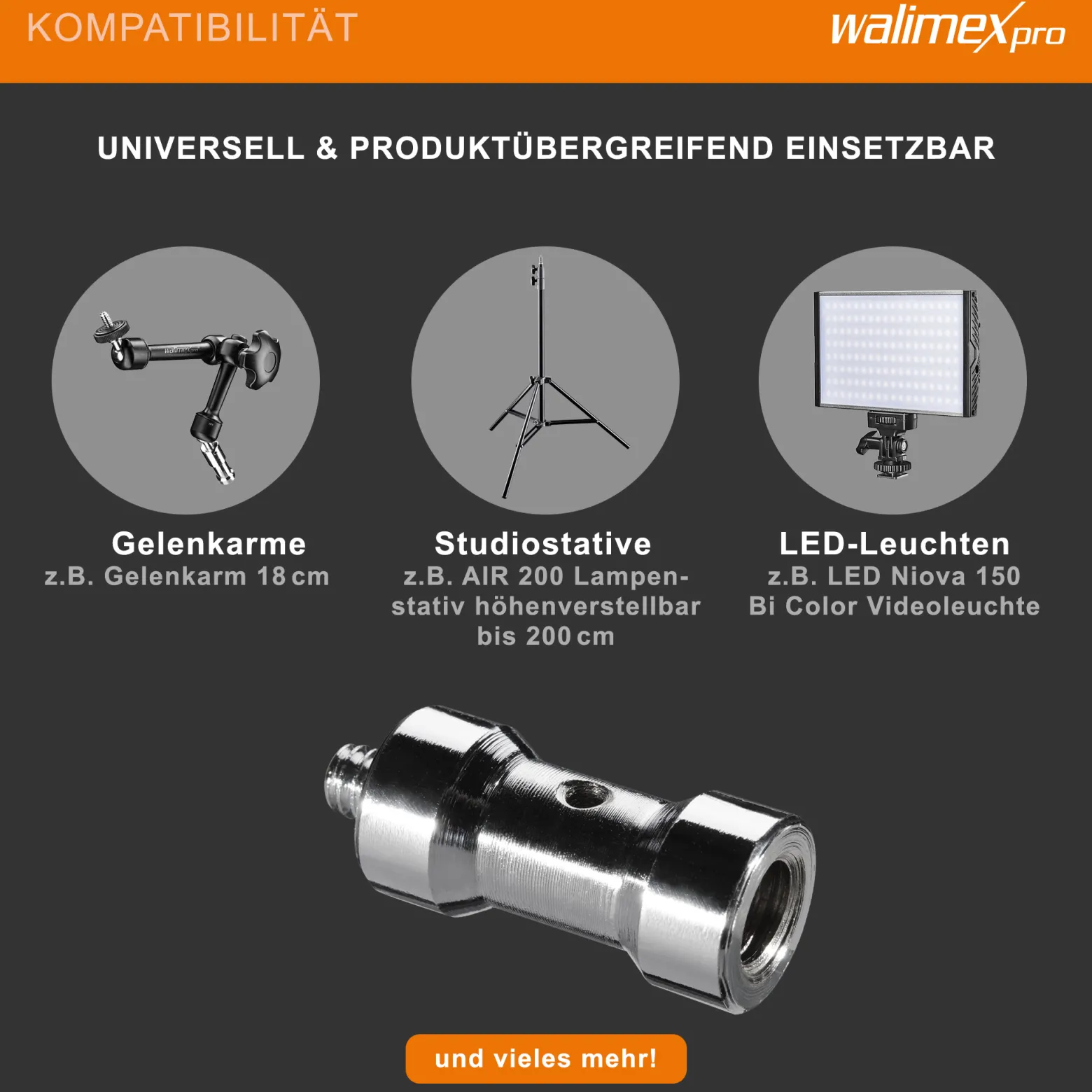 Walimex Set 2x Spigot Gewinde Adapter 3/8 Zoll bis 1/4 Zoll und 2x Spigot Gewinde Adapter 3/8 Zoll auf 1/4 Zoll– Gewindeadapter für Kamera Zubehör und Stativ – Fotostudio Fotoshootings Fotografie