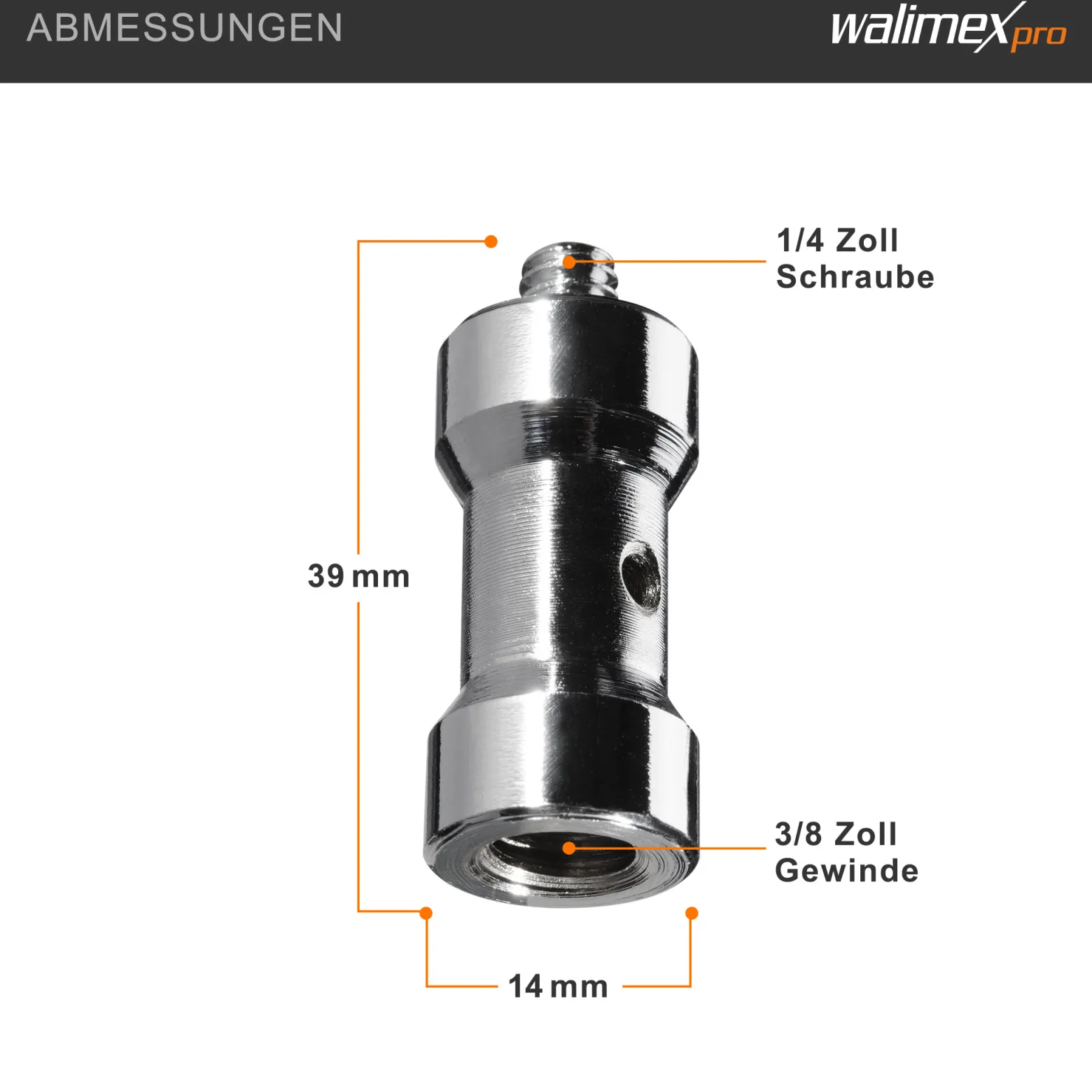 Walimex Set 3x Spigot Gewinde Adapter 1/4 Zoll auf 3/8 Zoll – Gewindeadapter für Kamera Zubehör und Stativ – Fotostudio Fotoshootings Fotografie