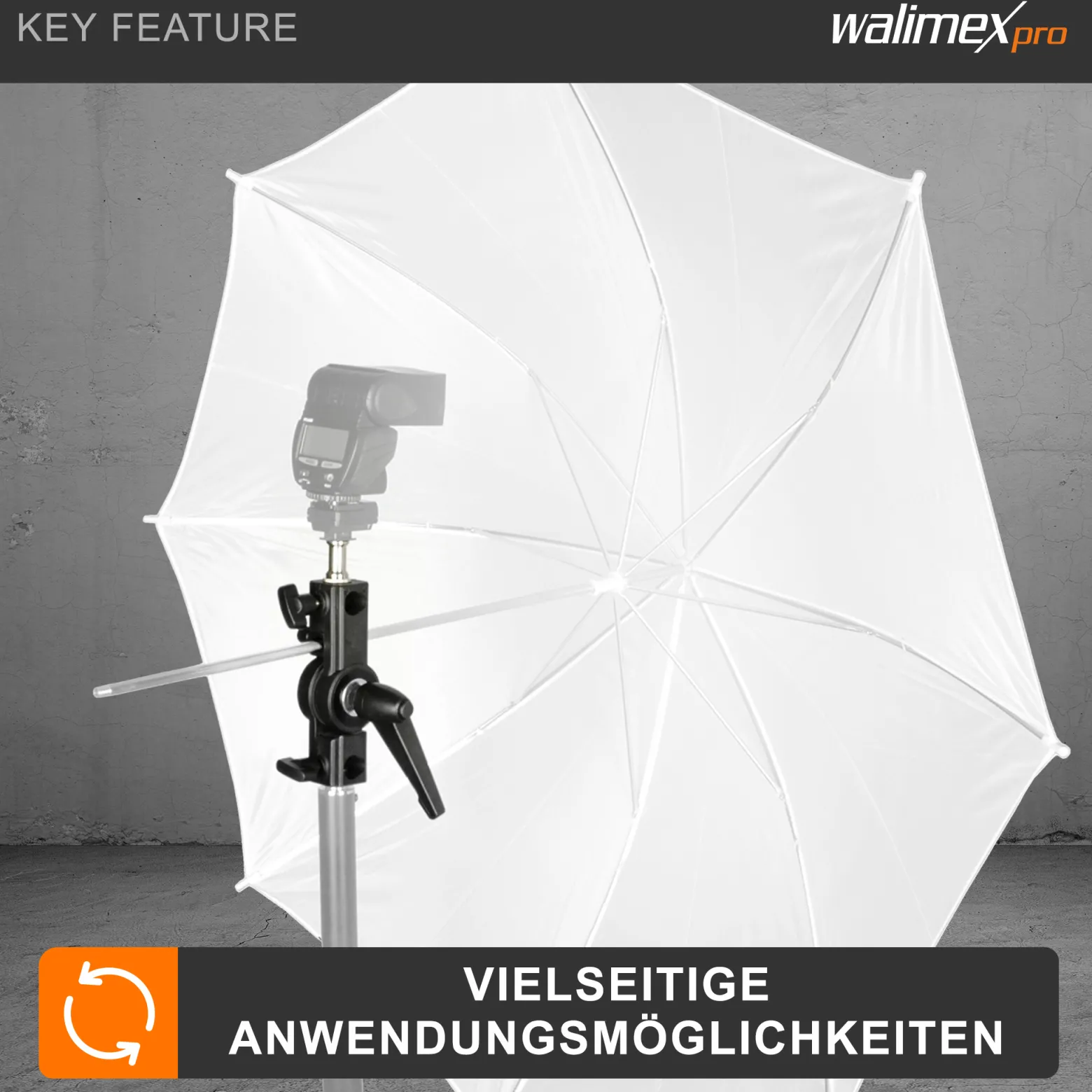 Walimex Styroporgabel mit Halterung, 4-zackige Gabel für Styroporplatten, neigbare Spigot Halterung mit 5/8 Zoll und 1/4 sowie 3/8 Zoll Gewinde, ideal zum Aufhellen und Abdunkeln