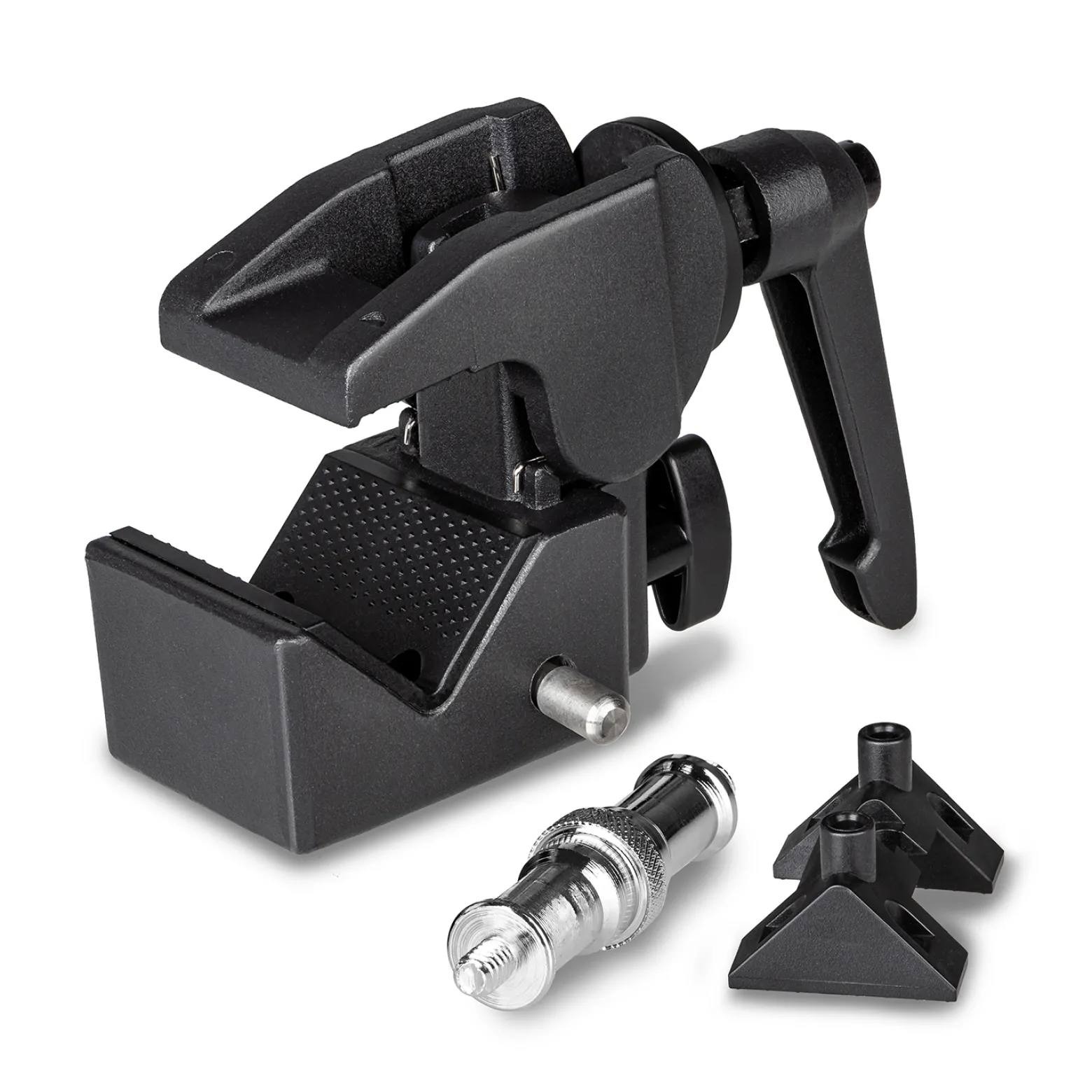 Walimex Superklemme schwarz 90 x 50 x 100 mm Klemmbereich ca. 10-60 mm mit 5/8" Spigot Aufnahme für runde und eckige Stangen und Objekte