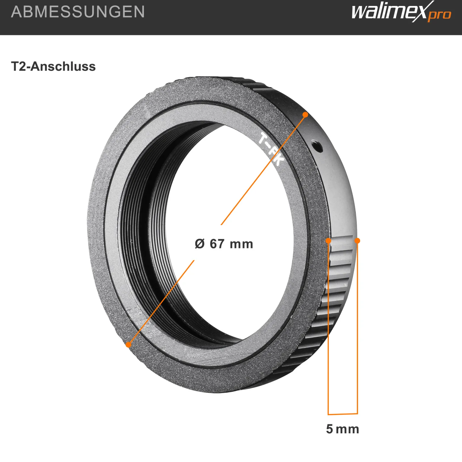 Walimex T2 Adapter kompatibel mit Pentax K/kompatibel mit Samsung GX - 67 x 67 x 5 mm - Adapterring manueller Fokus, einfache Handhabung, Objektiv-Anschlussring für viele Modelle
