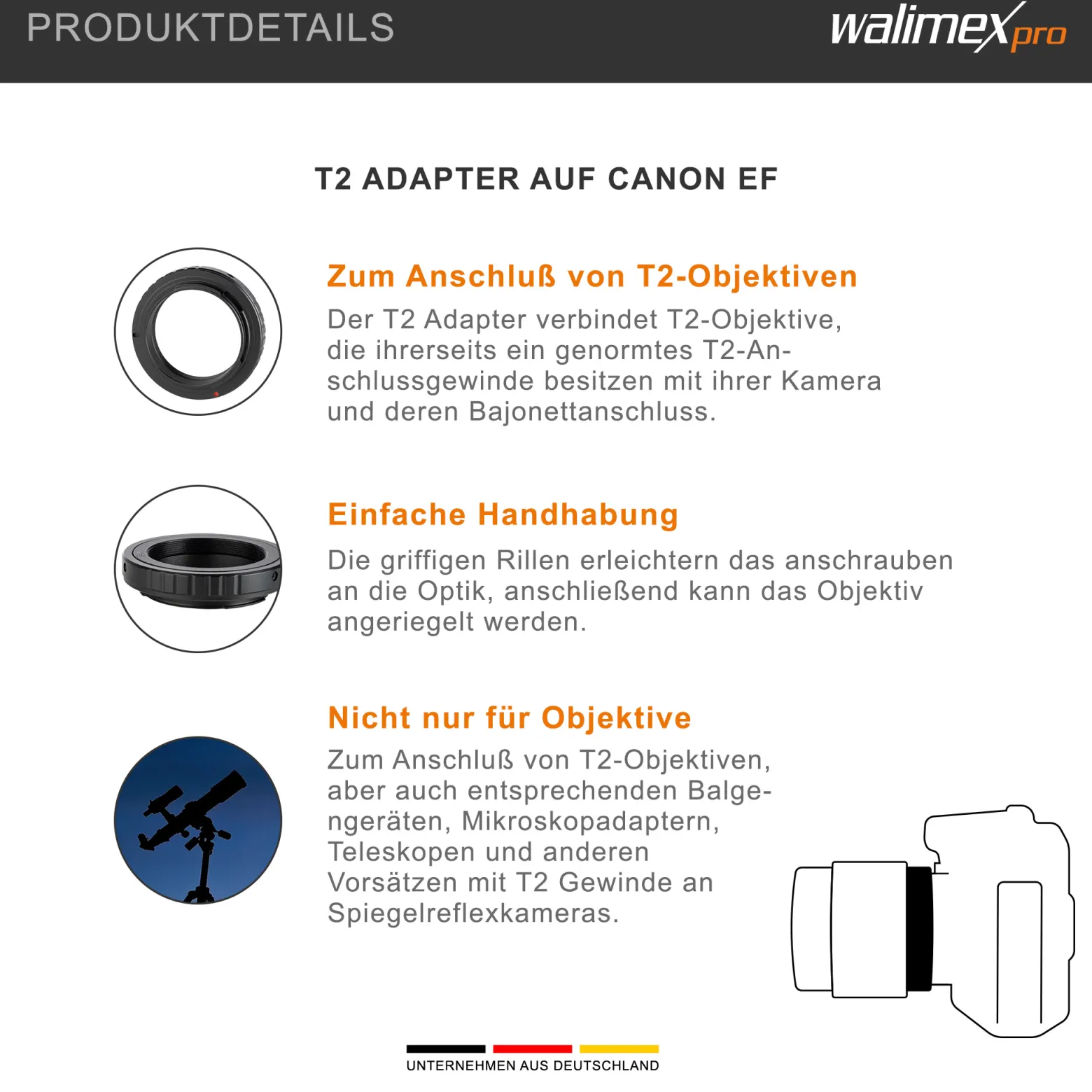 Walimex T2 Adapter kompatibel mit Pentax K/kompatibel mit Samsung GX - 67 x 67 x 5 mm - Adapterring manueller Fokus, einfache Handhabung, Objektiv-Anschlussring für viele Modelle