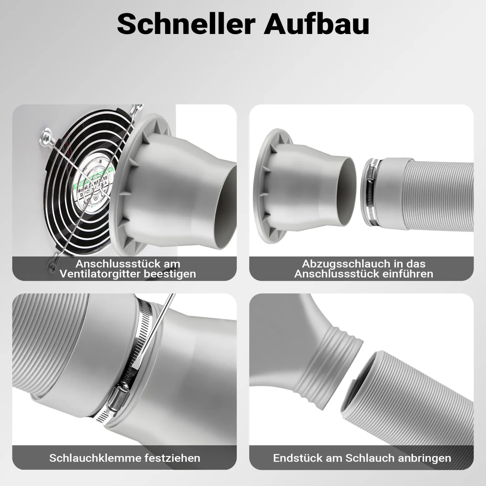 Wiltec Airbrush Abluftschlauch 0,7-1,7 m für Absauganlage, flexibler Abluftanschluss zur Absaugung von Farbdämpfen und Farbnebel, Airbrushzubehör