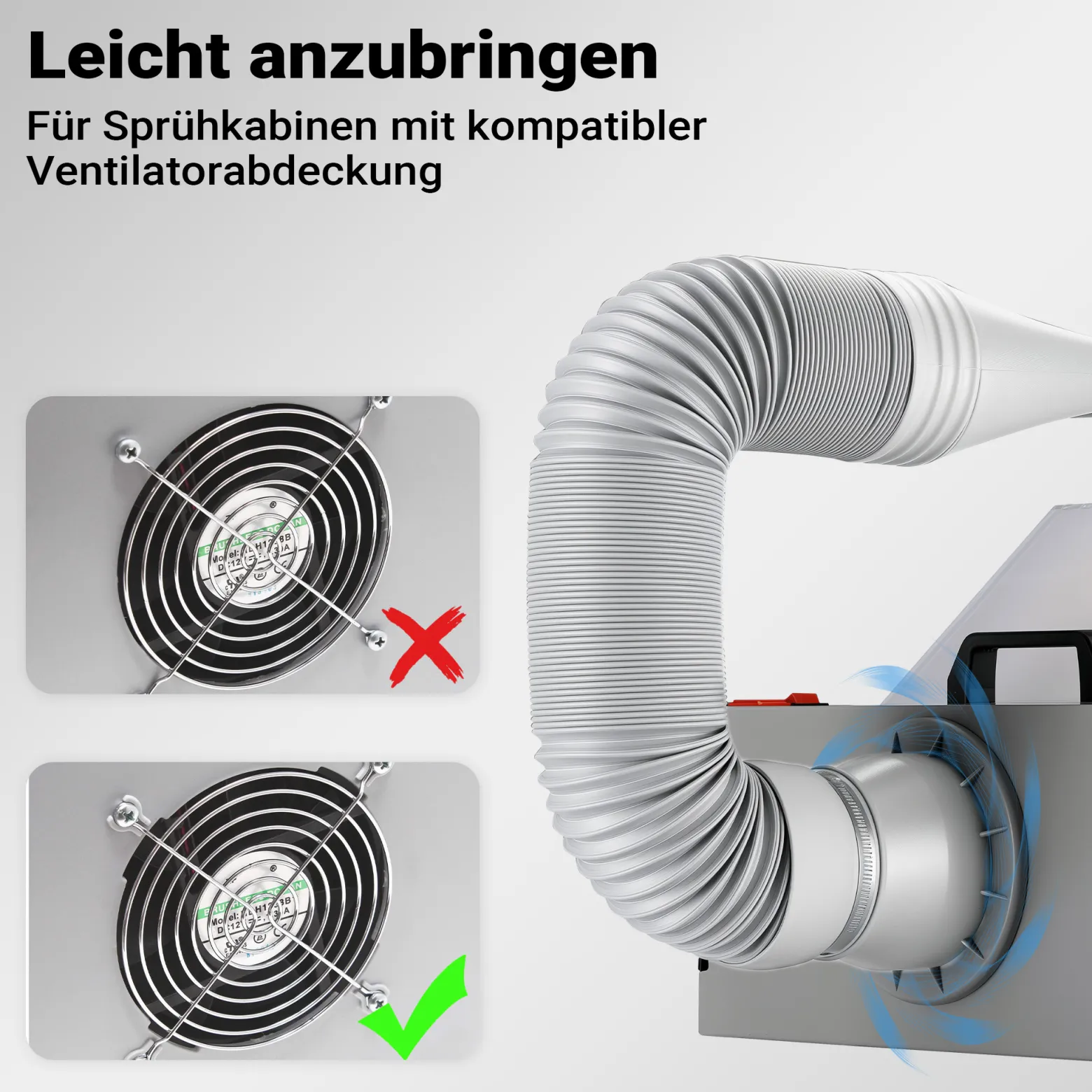 Wiltec Airbrush Abluftschlauch 0,7-1,7 m für Absauganlage, flexibler Abluftanschluss zur Absaugung von Farbdämpfen und Farbnebel, Airbrushzubehör