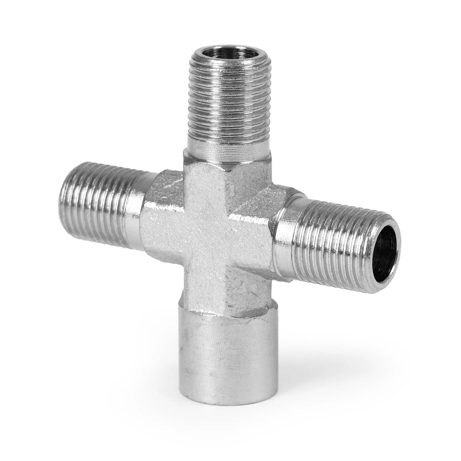 Wiltec Airbrush Druckluftverteiler 4-fach, 3x 9,51 mm (1/8") AG und 1x 9,51 mm (1/8") IG, Verteiler Adapter aus Metall