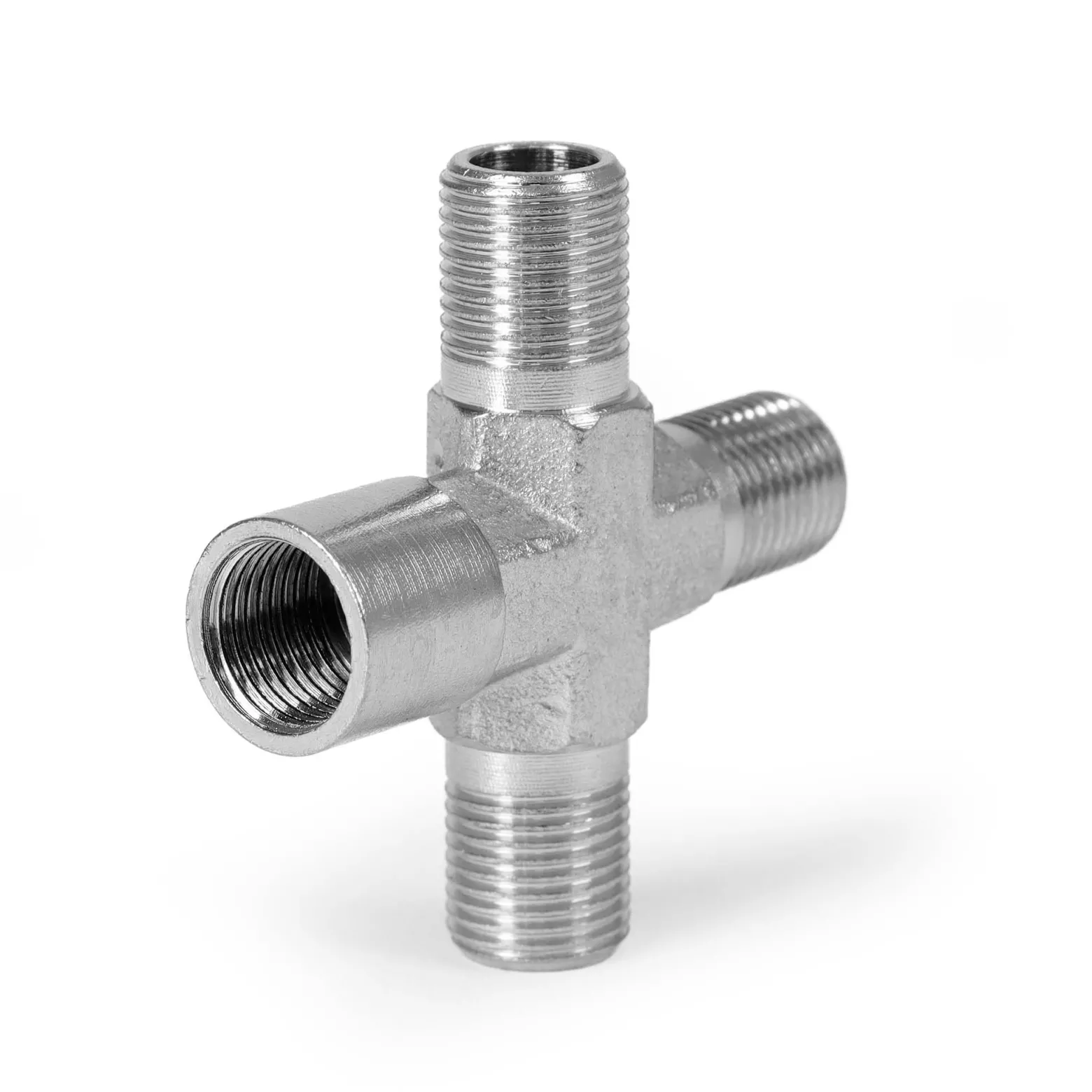 Wiltec Airbrush Druckluftverteiler 4-fach, 3x 9,51 mm (1/8") AG und 1x 9,51 mm (1/8") IG, Verteiler Adapter aus Metall
