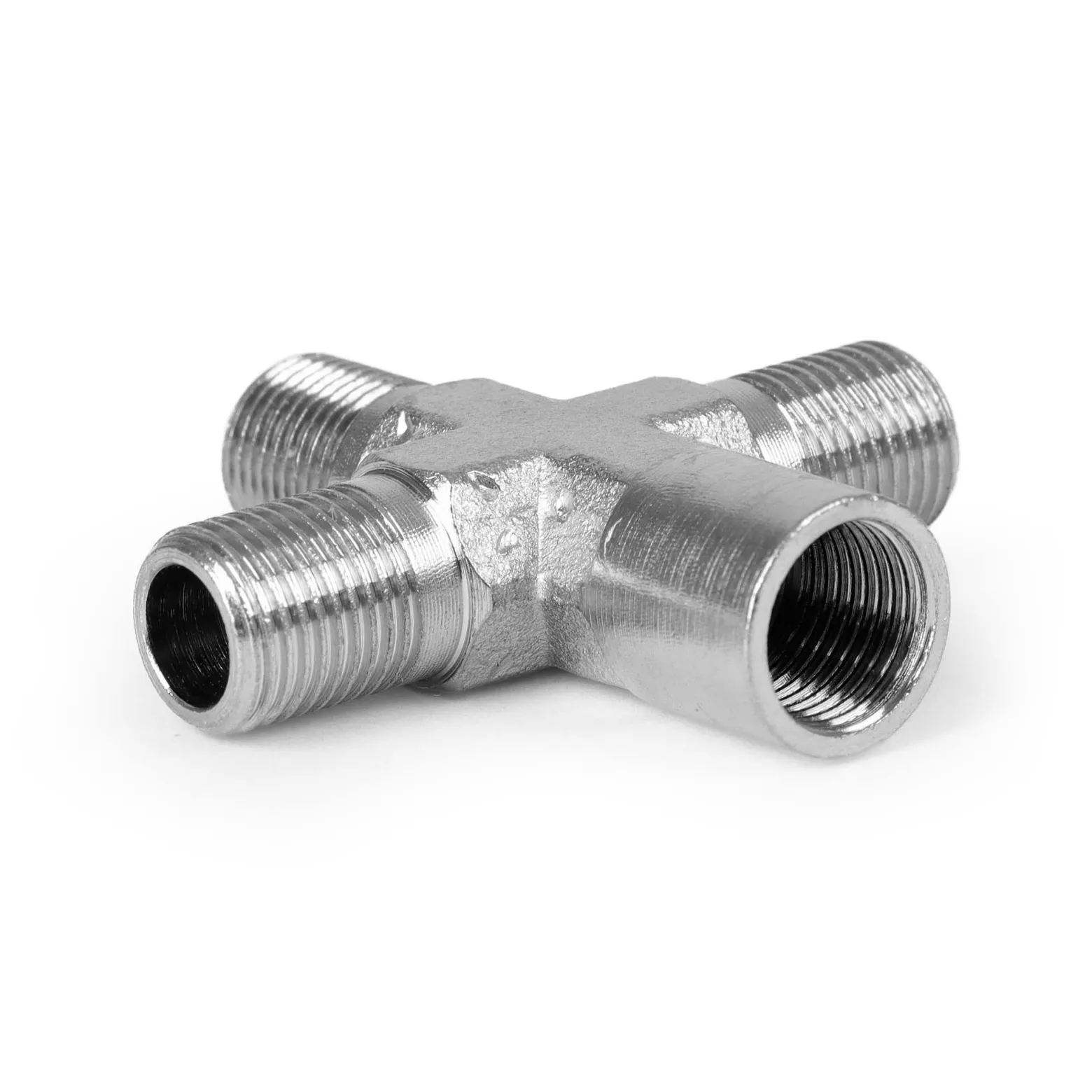 Wiltec Airbrush Druckluftverteiler 4-fach, 3x 9,51 mm (1/8") AG und 1x 9,51 mm (1/8") IG, Verteiler Adapter aus Metall
