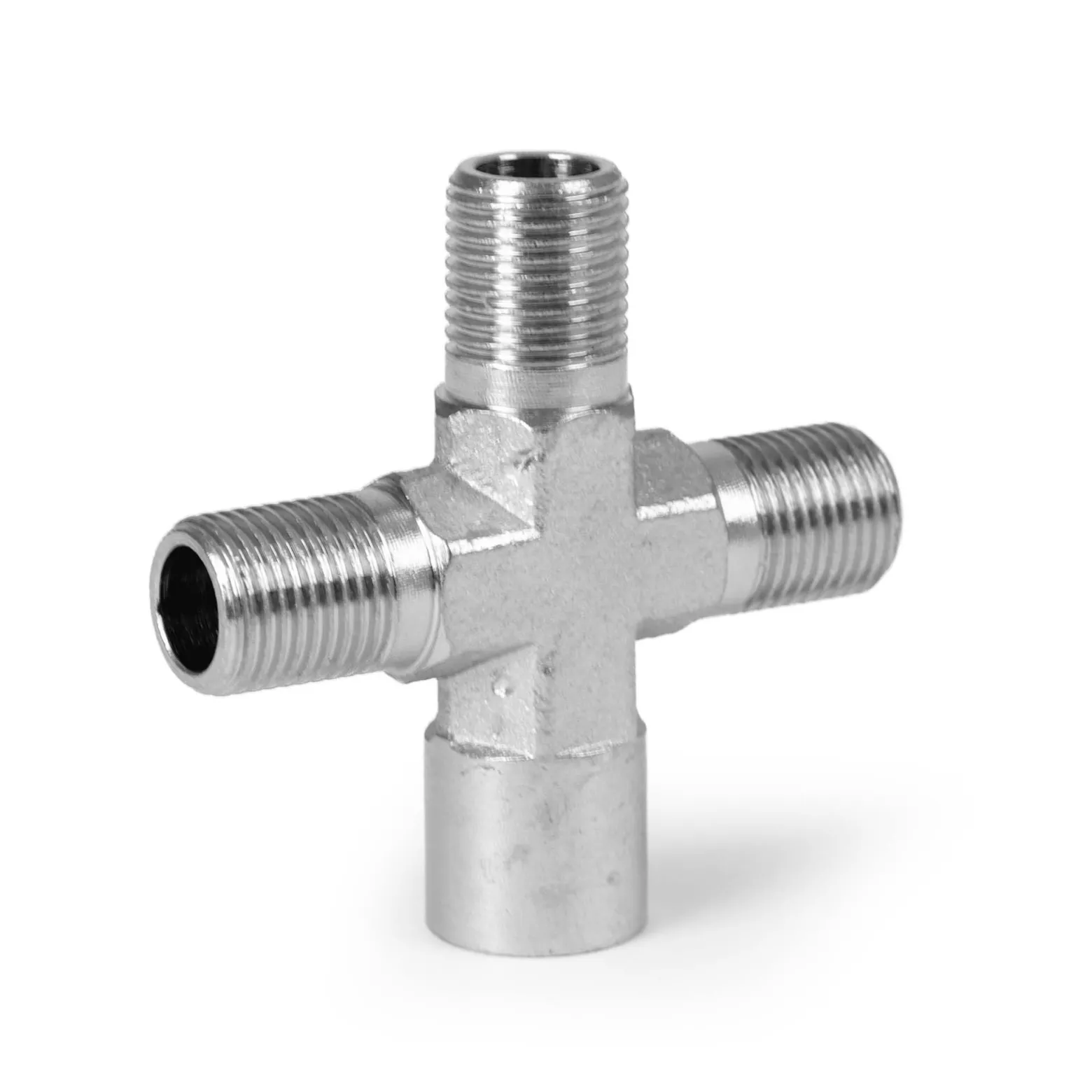 Wiltec Airbrush Druckluftverteiler 4-fach, 3x 9,51 mm (1/8") AG und 1x 9,51 mm (1/8") IG, Verteiler Adapter aus Metall