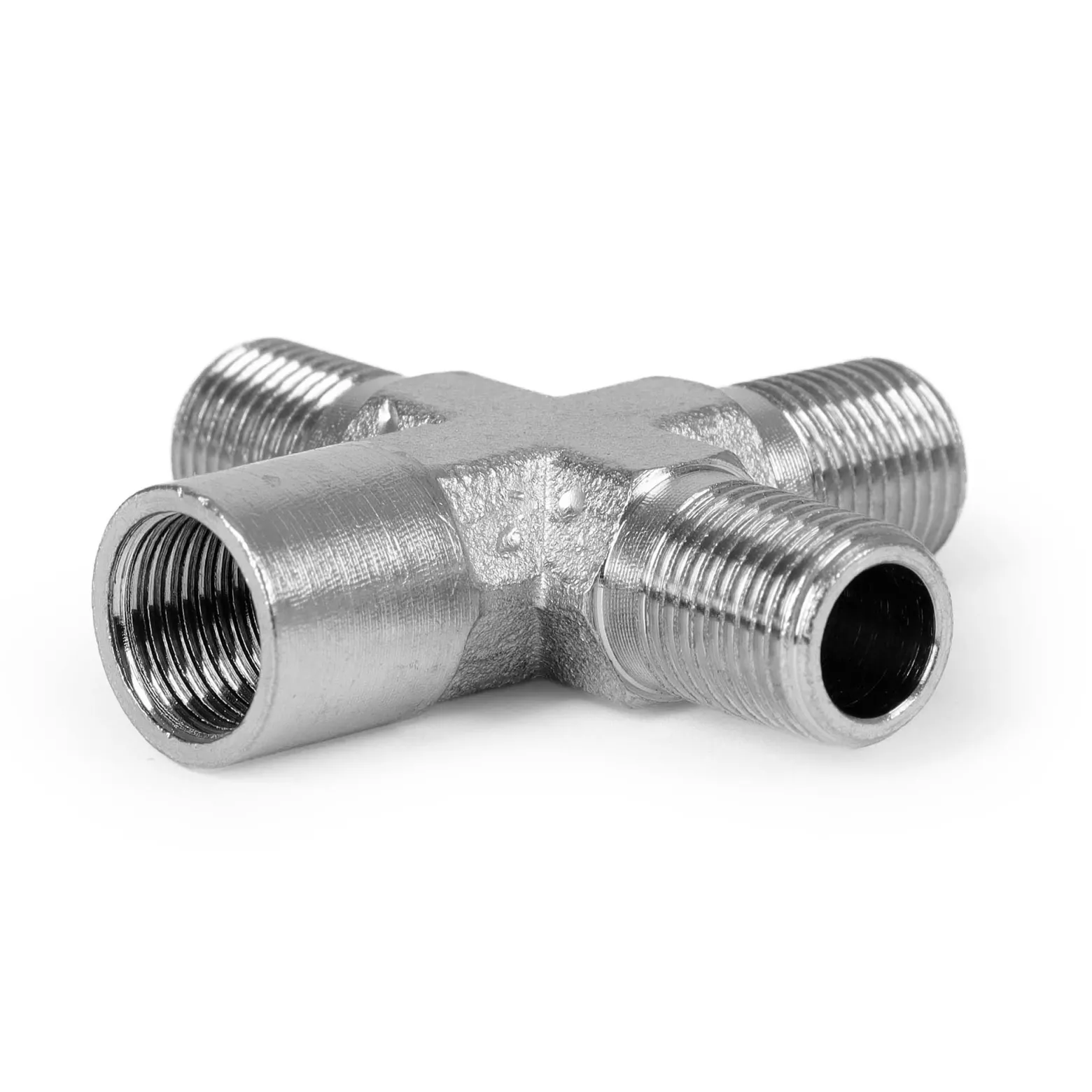 Wiltec Airbrush Druckluftverteiler 4-fach, 3x 9,51 mm (1/8") AG und 1x 9,51 mm (1/8") IG, Verteiler Adapter aus Metall