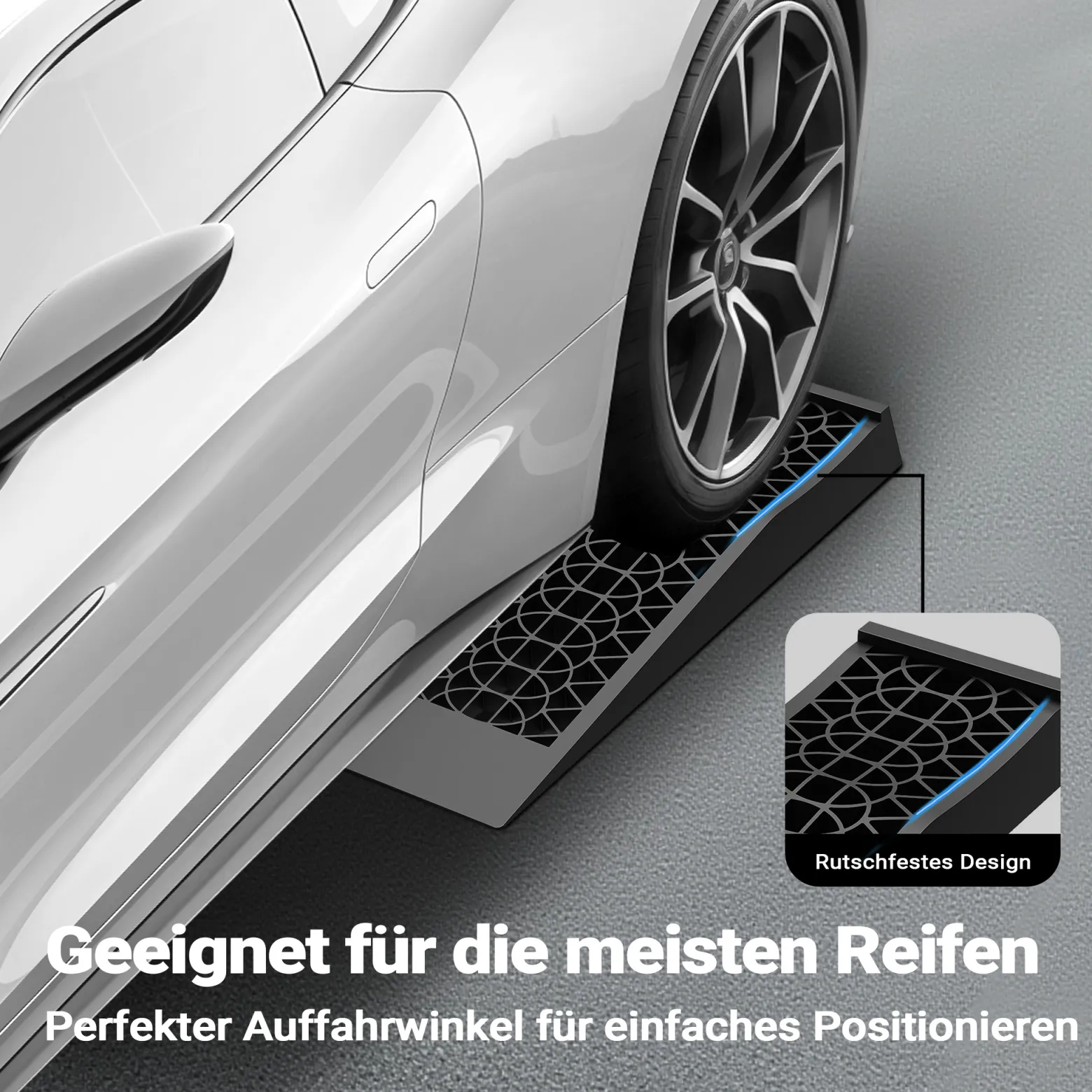 Wiltec Auffahrrampe 2er Set mit 5 t Traglast, robuste Autorampen aus PP, Unterlegkeile 70 x 20 x 7,8 cm, flache Auffahrkeile für Pkw, Camper, tiefe Fahrzeuge, ideal für Wartungsarbeiten