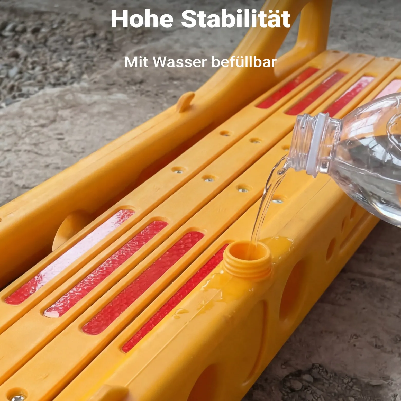 Wiltec ausziehbares Absperrgitter 250 cm aus Kunststoff, Scherengitter mit Reflektorband, Baustellenabsperrung befüllbar und faltbar, Absperrung für Verkehr