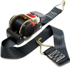 Wiltec Automatik Zurrgurt 750 daN Zuglast 1,8m x 50mm PES selbstaufrollender Spanngurt mit Haken, ideal für Autotransport