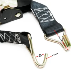 Wiltec Automatik Zurrgurt 4er Set 750 daN Zuglast 1,8m x 50mm PES Spanngurt mit Spitzhaken selbstaufrollend, ideal für Autotransport
