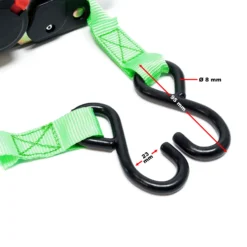 Wiltec Automatik Zurrgurt 4er Set 320 daN Zuglast 1,8m x 25mm PES Spanngurt mit S-Haken selbstaufrollend, ideal für Autotransport