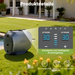 Wiltec automatische Magnetkreiselpumpe 450 W, Magnetpumpe mit 30 m Förderhöhe, Kreiselpumpe für Haus und Garten