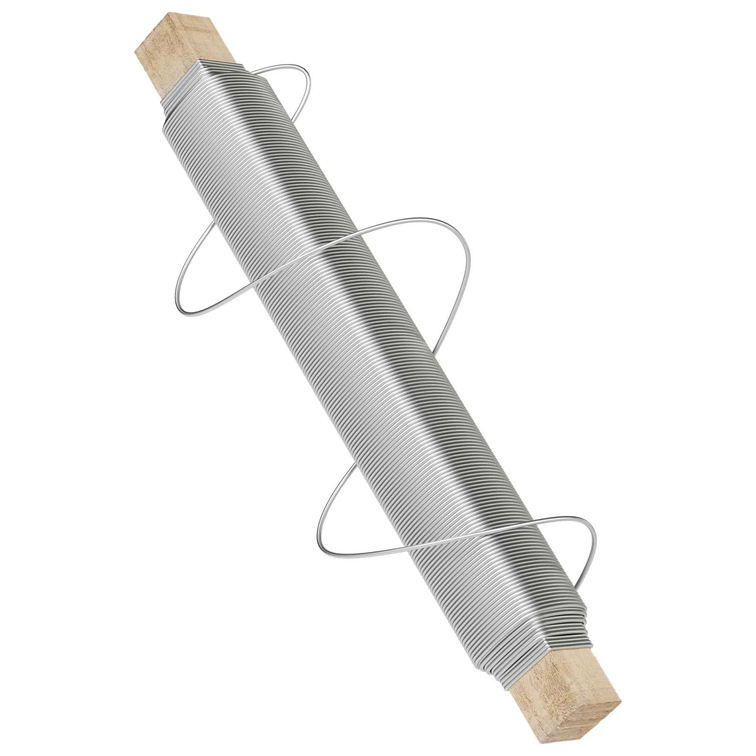 Wiltec Basteldraht silberfarben verzinkt 0,7 mm x 33 m, Wickeldraht zum Basteln und Binden, Blumendraht aus Stahl, Draht mit Holzwickel, Schmuckdraht – flexibel und stark