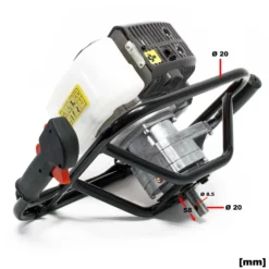 Wiltec Benzin Erdlochbohrer Set mit 150 mm Bohrer, 1,4 kW 1,9 PS 52ccm Pfahlbohrer Pflanzenbohrer