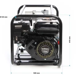 Wiltec Benzin Schmutzwasserpumpe 4kW 48.000l/h, 28m Förderhöhe, Wasserpumpe Gartenpumpe mit 80mm (3