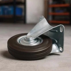 Wiltec Bockrolle Ø75mm mit Gummirad und Metallfelge 50kg Tragkraft, Vollmaterial Apparaterolle Transportrolle Möbelrolle, leiser Lauf