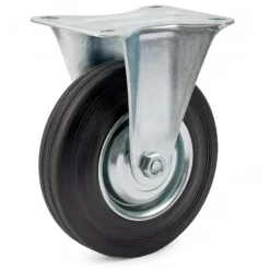 Wiltec Bockrolle Ø200mm mit Gummirad und Metallfelge 150kg Tragkraft, Vollmaterial Apparaterolle Transportrolle Möbelrolle, leiser Lauf