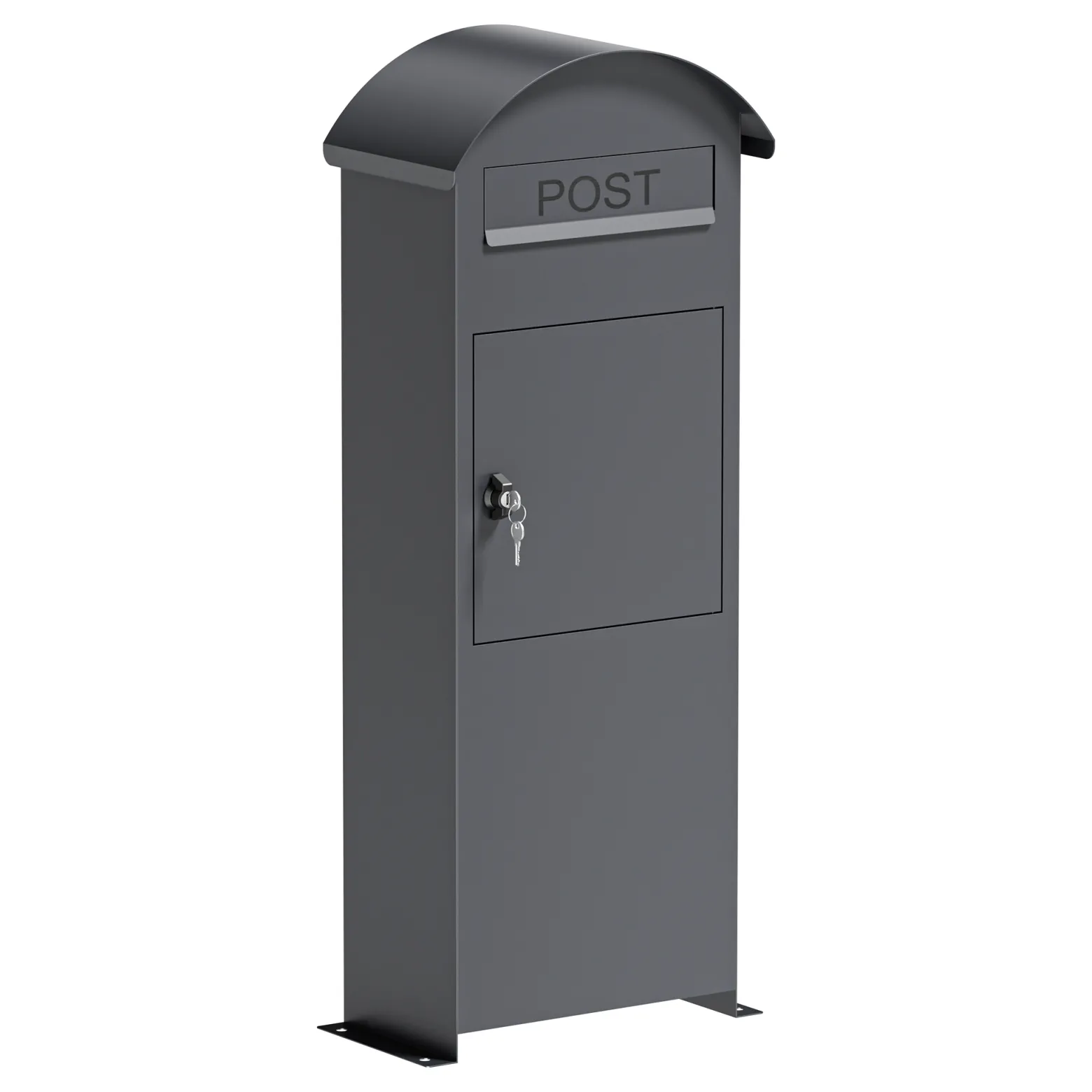 Wiltec Briefkasten anthrazit 420 x 240 x 1020 mm, Standbriefkasten zur Bodenmontage mit Schloss, abschließbarer Postkasten aus Stahl mit Dach
