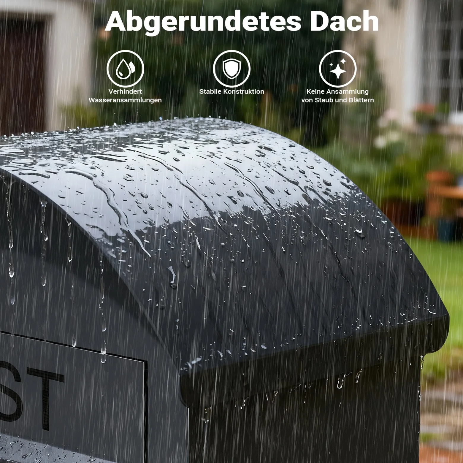 Wiltec Briefkasten anthrazit 420 x 240 x 1020 mm, Standbriefkasten zur Bodenmontage mit Schloss, abschließbarer Postkasten aus Stahl mit Dach