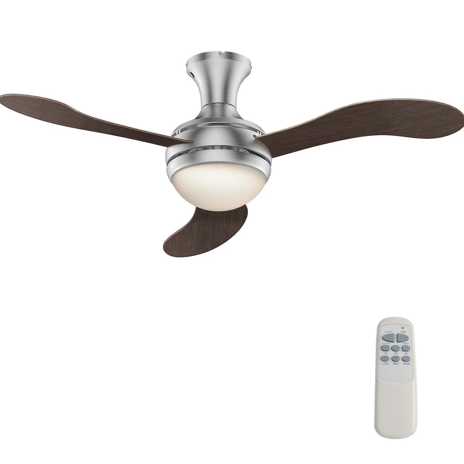 Wiltec Deckenventilator Ø 130 cm mit 3 Flügel, Ventilator mit 3 Geschwindigkeiten und Lampe, Lüfter mit Fernbedienung, Timer, Sommer- u. Wintermodus