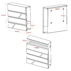 Wiltec Designer Briefkasten V16 Anthrazit 370 x 105 x 370 mm, Wandbriefkasten mit Schloss und Zeitungsrolle, Postkasten aus pulverbeschichtetem Stahl
