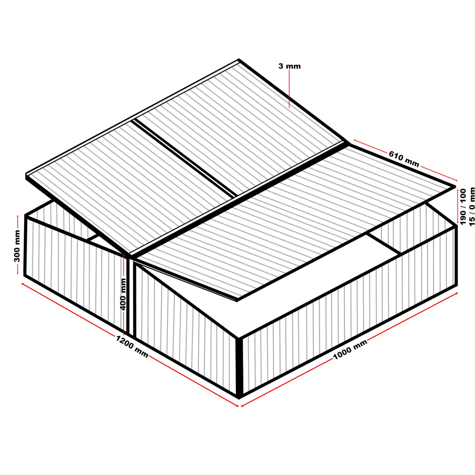 Wiltec Doppel Frühbeet Gewächshaus aus Aluminium, 100 x 120 x 40 cm, Gemüsebeet mit arretierbarem Dach und 3 Flügeln, witterungsbeständig, UV-Schutz