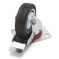 Wiltec Doppelstopp-Lenkrolle Ø100mm bis 70kg Tragkraft mit Gummirad und Feststellbremse leiser Lauf, Transportrolle Möbelrolle Laufrolle Möbel-Lenkrolle