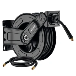 Wiltec Druckluft Schlauchtrommel 20 m, automatische Druckluftschlauchtrommel Stahl, 20 bar Drucklufttrommel, Schlauchaufroller einfache Montage