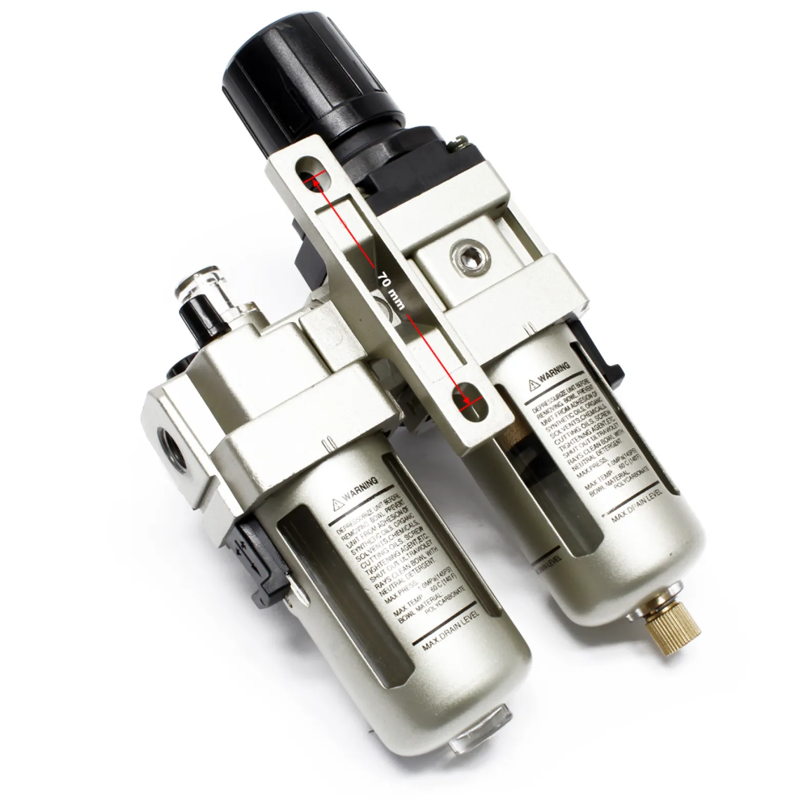 Wiltec Druckluft Wartungseinheit mit 12,91 mm (1/4") IG, Filter, Druckregler Druckminderer, Wasserabscheider, Ölnebler