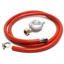 Wiltec Druckminderer auf 28mbar mit 1,5m Propanschlauch kompatibel für Italien Gasdruckregler Druckregler Gasregler Gasdruckminderer