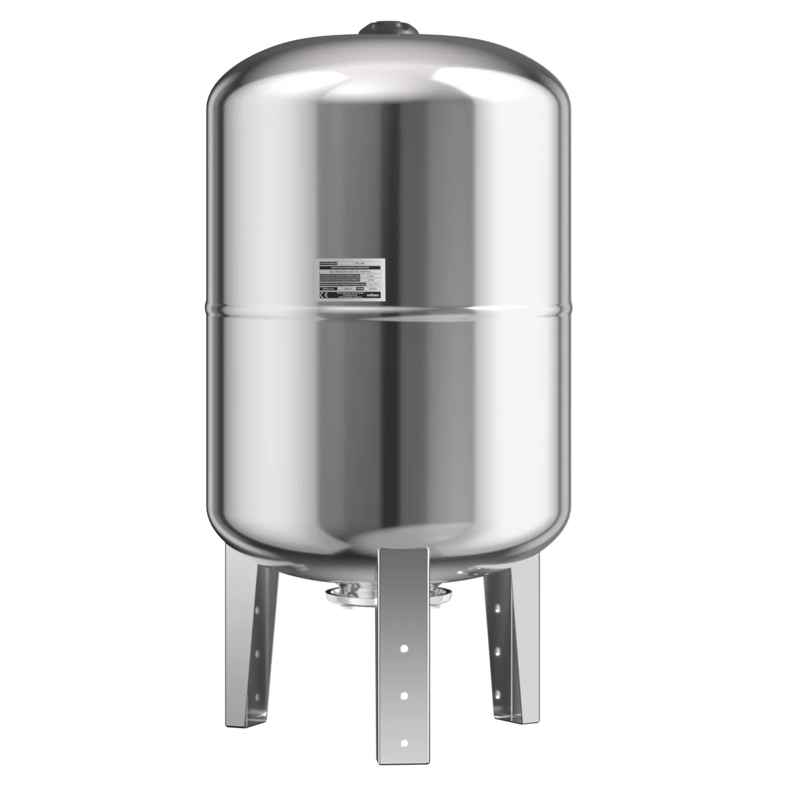 Wiltec Edelstahl Ausdehnungsgefäß 100 Liter, vertikaler Membrankessel für Hauswasserwerke und Druckerhöhungsanlagen mit EPDM Membran