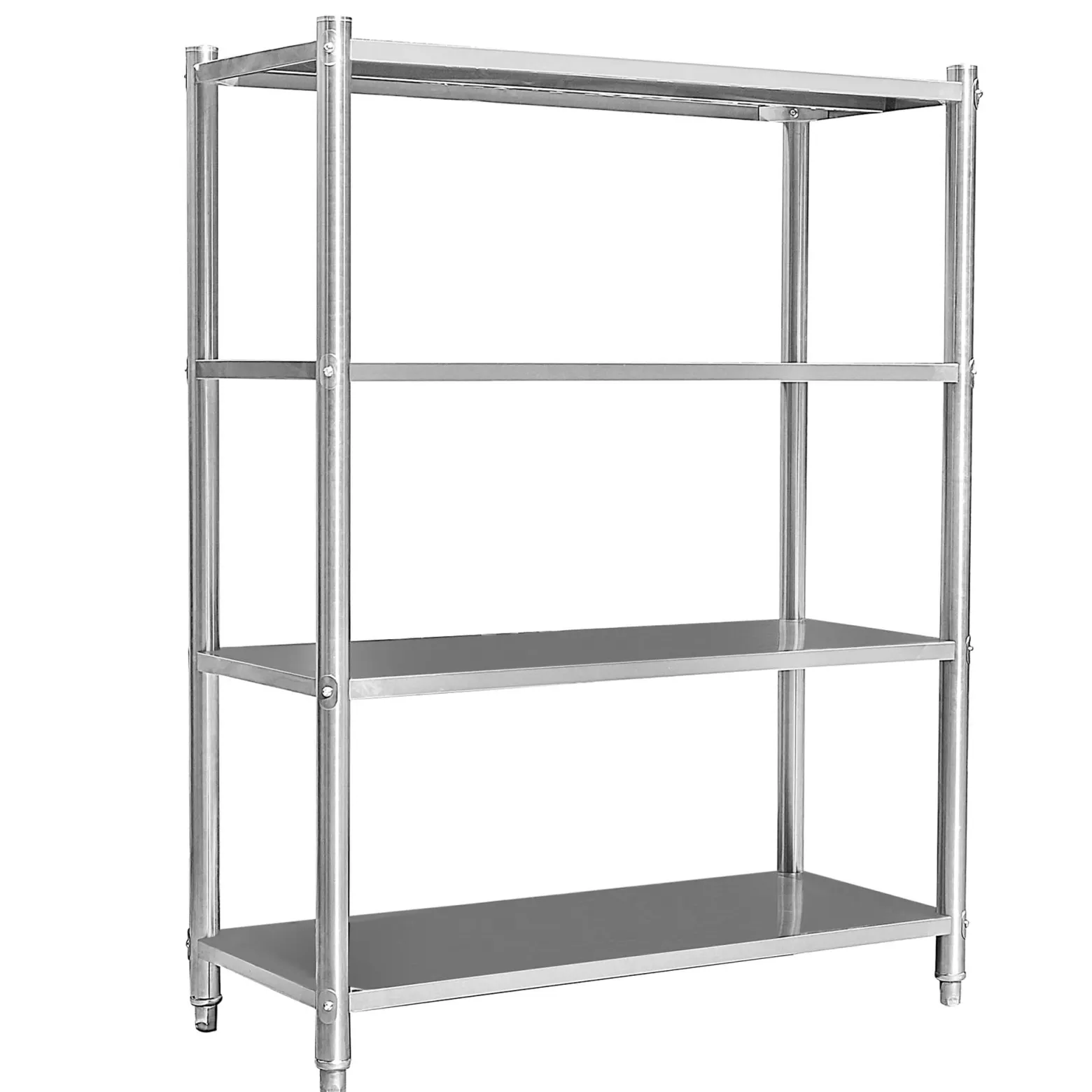 Wiltec Edelstahlregal Gastro Schwerlastregal 155x120x50cm aus 201 Edelstahl Küchenregal Vorratsregal Lagerregal für Küche Werkstatt und Keller
