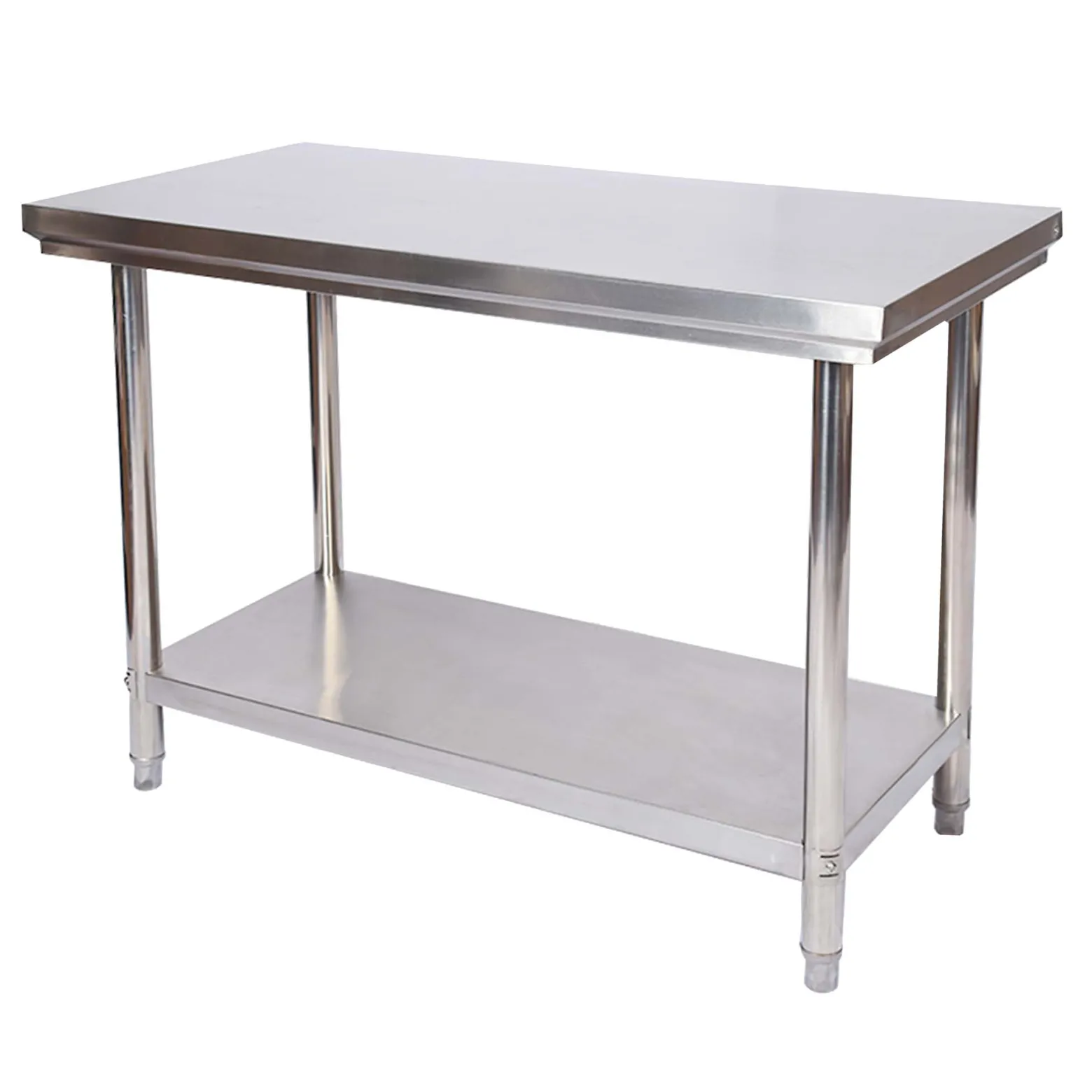Wiltec Edelstahl Tisch Arbeitstisch Edelstahltisch mit Ablage 100x60x85cm für Gastro Küche Werkstatt Garten Keller mit höhenverstellbare Füßen